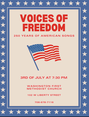 Flier for Voices of Freedom, July 3 Event
