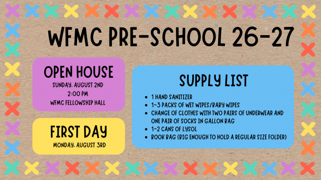 Open House Dates for PreK